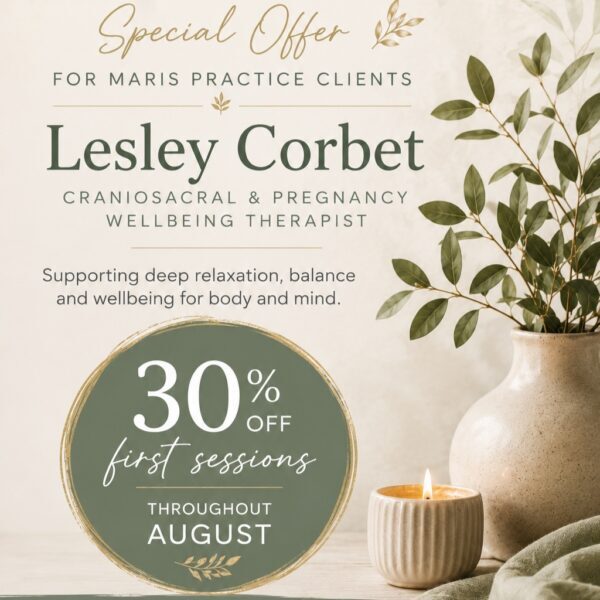 Meet Lesley - Craniosacral Therapy, Reflexology & Somatic Bodywork. Lesley is offering 30% off first…